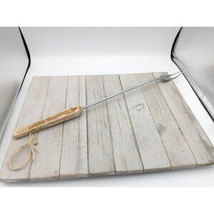 Ekco Stainless Steel USA BBQ Meat Fork Turner Wooden Handle 16 1/4"